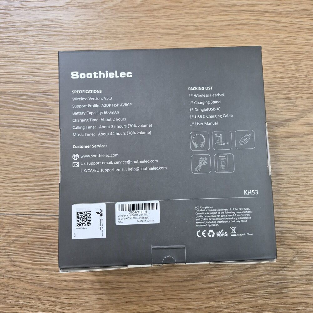 Soothielec Bluetooth USB Wireless Headset V5.3 Model KH53 Noise Canceling - Picture 6 of 7
